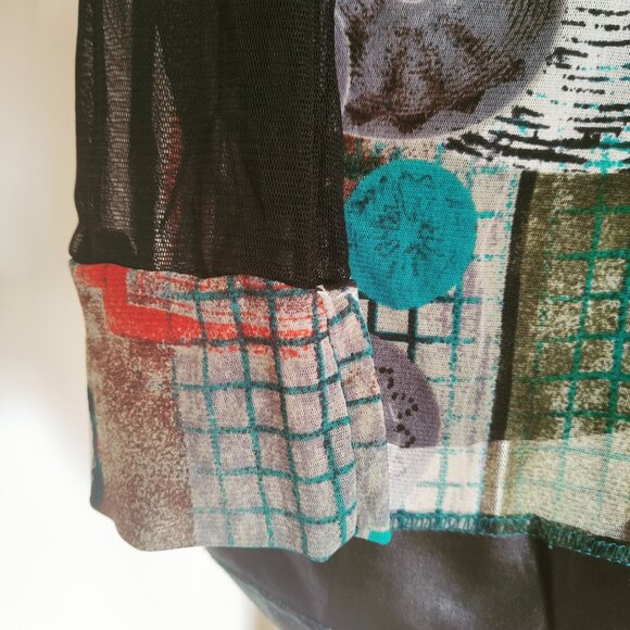 Kaktus Multi Fabric & Lace Patchwork Artsy Tunic Top Size Large - Picture 6 of 9